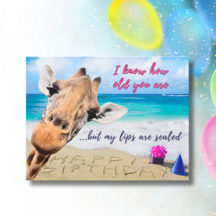 Sister Birthday – Funny Giraffe Knows All Postcard