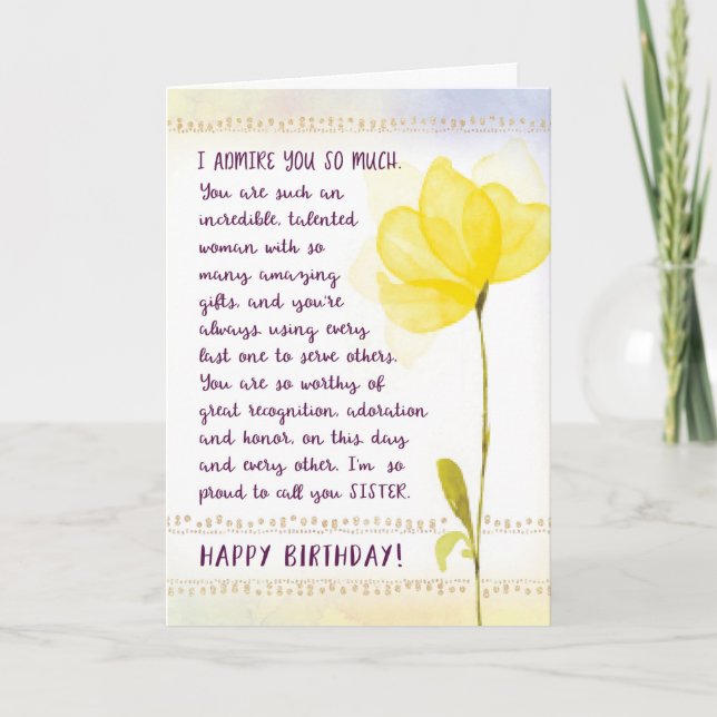 Sister Birthday, I Admire You So Much Card (Front)
