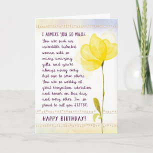Sister Birthday, I Admire You So Much Card