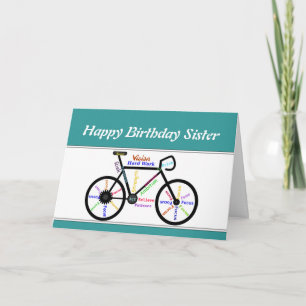Sister Birthday Motivational Bike Bicycle Cycling Card