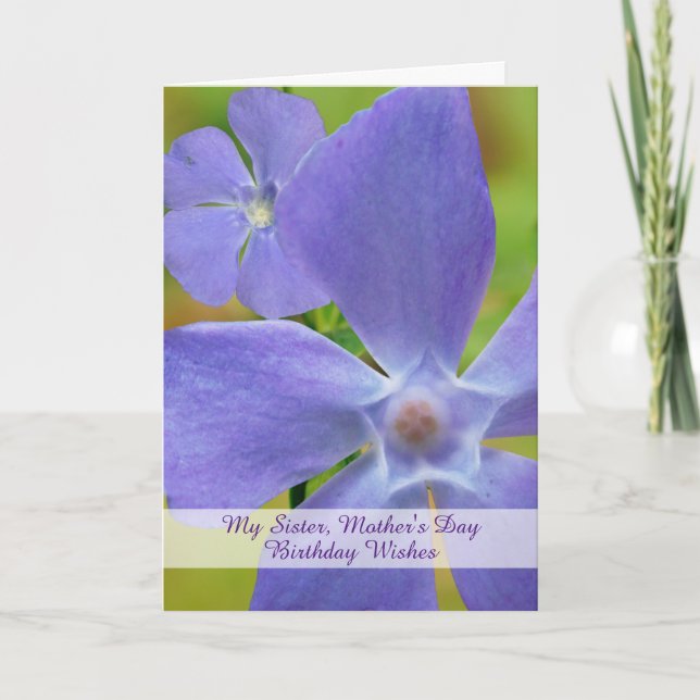 Sister Birthday on Mother's Day Vinca Bloom Card (Front)