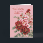 Sister Birthday Peonies Card<br><div class="desc">A delightful illustration of pink and red peonies to wish your sister a happy birthday. This card is full of love,  and elegant and classy at the same time.</div>