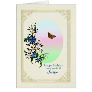 Sister, Birthday with Flowers