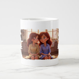 Sister Bond – Beautiful Sisters Illustration Art Large Coffee Mug