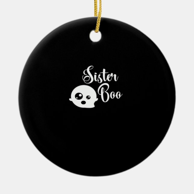 Sister Boo Halloween  Ceramic Tree Decoration (Front)