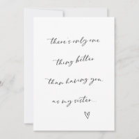 Sister Bridesmaid Proposal Flat Card