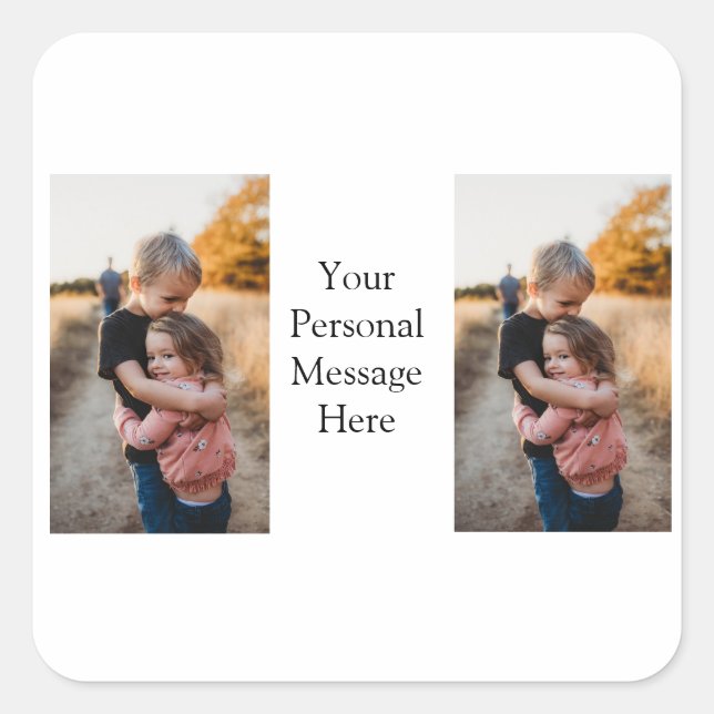 sister brother family add photo personal message h square sticker (Front)