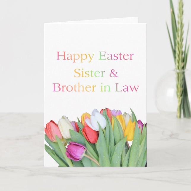Sister + Brother in Law Happy Easter Tulip card (Front)