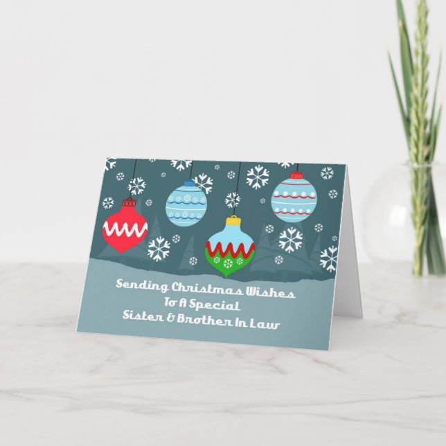 Sister & Brother In Law Ornaments Christmas Card (Front)