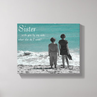Sister By My Side Beach Scene Canvas Print