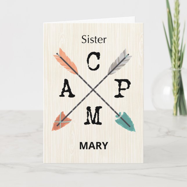 Sister Camp Personalise Name Arrows Card (Front)