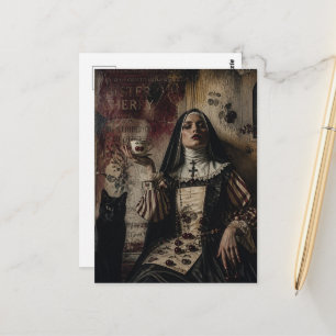 Sister Cherry and Her Cat Enjoy Tea Postcard