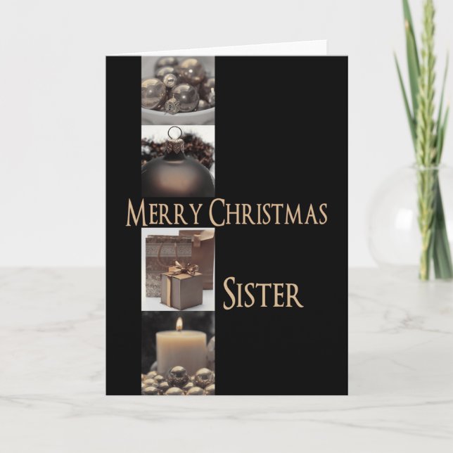 Sister Christmas Card with ornaments (Front)