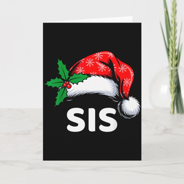 Sister Christmas Family Pajamas Matching Santa Hat Card (Front)