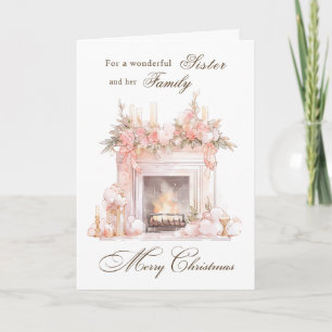Sister Christmas Fireplace Holiday Card