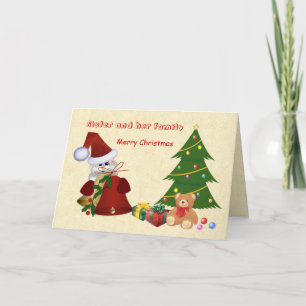 Sister.Christmas.Santa,tree,teddy bear,presents Holiday Card