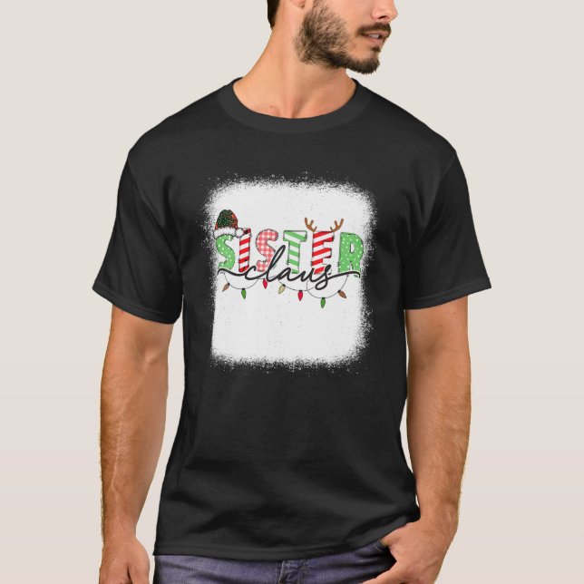 Sister Claus Xmas Christmas Lights Pajama Family M T-Shirt (Front)
