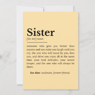 Sister Definition: Best Friend, Confidante Holiday Card