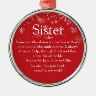 Sister Definition Christmas Holiday Metal Tree Decoration