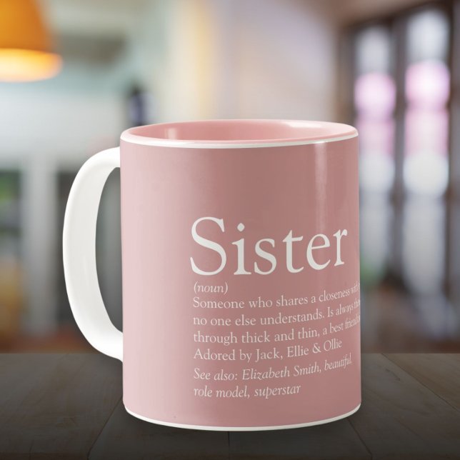 Sister Definition Girly Dusty Rose Pink Two-Tone Coffee Mug (Sister Definition Girly Dusty Rose Pink Two-Tone Coffee Mug)