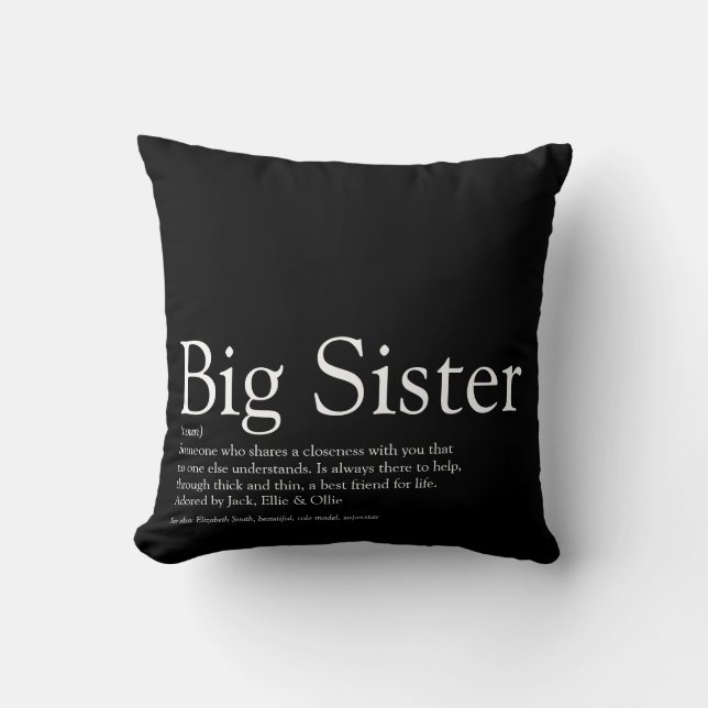 Sister Definition Modern Black and White Cushion (Front)