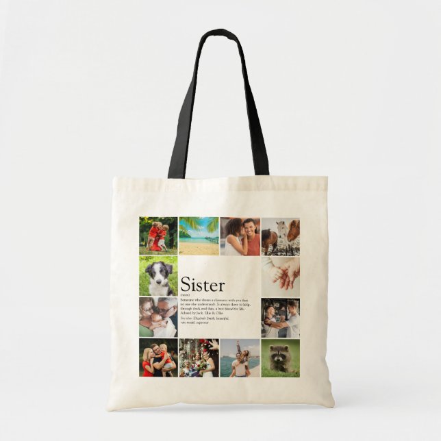 Sister Definition Modern Cool Photo Collage Tote Bag (Front)