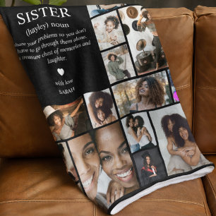 Sister Definition Photo Collage Fleece Blanket