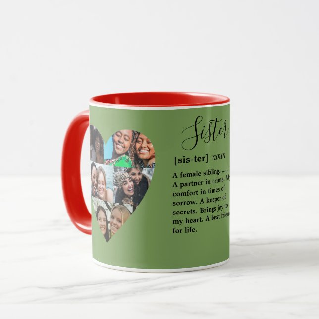 Sister Definition Photo Heart Collage Colourful Mu Mug (Front Left)