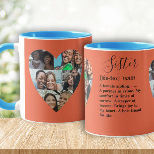 Sister Definition Photo Heart Collage Colourful Mu Mug
