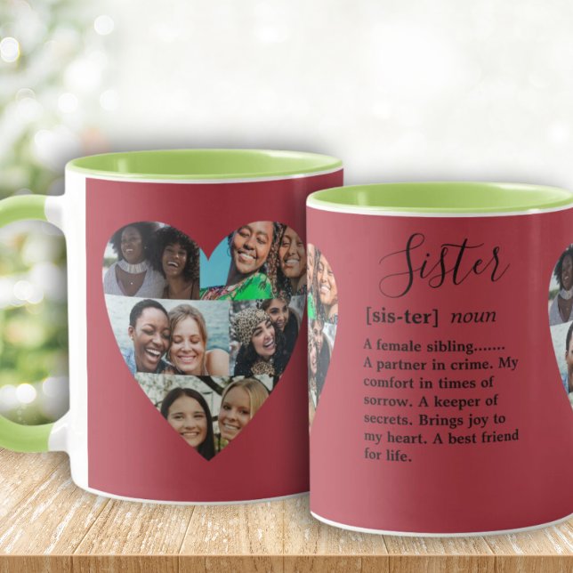 Sister Definition Photo Heart Collage Colourful Mu Mug (Creator Uploaded)