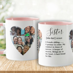 Sister Definition Photo Heart Collage Mug