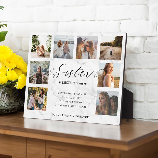 Sister Definition Script Photo Collage Marble Plaque (Sister Definition Script Photo Collage Marble Plaque)