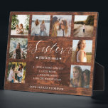 Sister Definition Script Photo Collage Woodgrain Plaque<br><div class="desc">Send a beautiful personalised gift to your sister that she'll cherish forever. The plaque is designed like a dictionary definition with "sister" designed in a beautiful handwritten script style with a faux woodgrain background. Special personalised photo collage photo block to display your own special family photos and memories. Our design...</div>