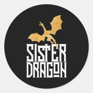 Sister Dragon Christmas Matching Family Tribe Girl Classic Round Sticker