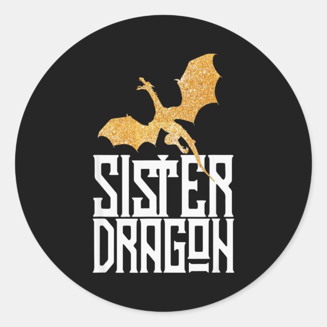 Sister Dragon Christmas Matching Family Tribe Girl Classic Round Sticker (Front)
