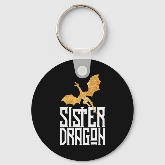 Sister Dragon Christmas Matching Family Tribe Girl Key Ring (Front)