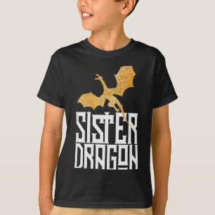 Sister Dragon Christmas Matching Family Tribe Girl T-Shirt