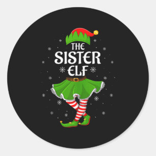 Sister Elf Christmas Family Girls Women Elf Squad Classic Round Sticker