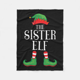 Sister Elf Matching Group Xmas Funny Family Christ Fleece Blanket