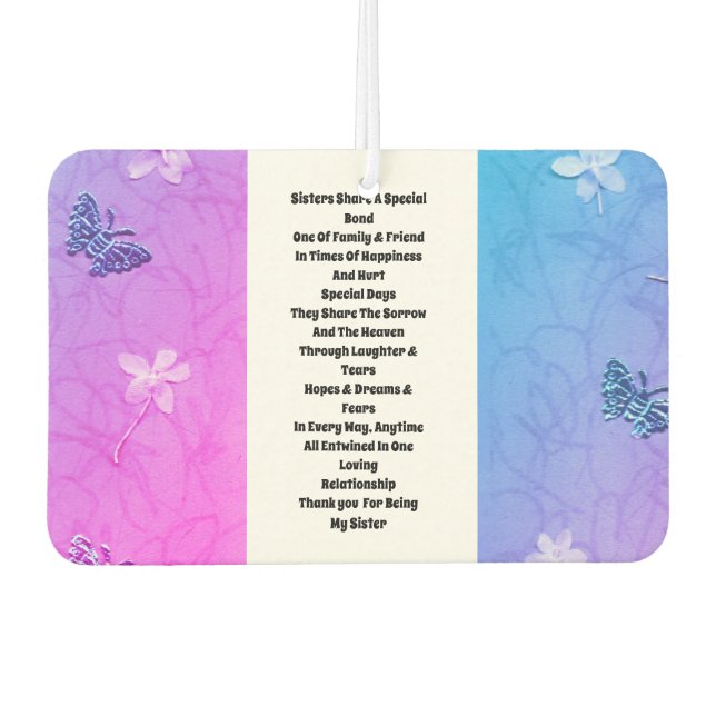 Sister Embellished Car Air Freshener (Front)