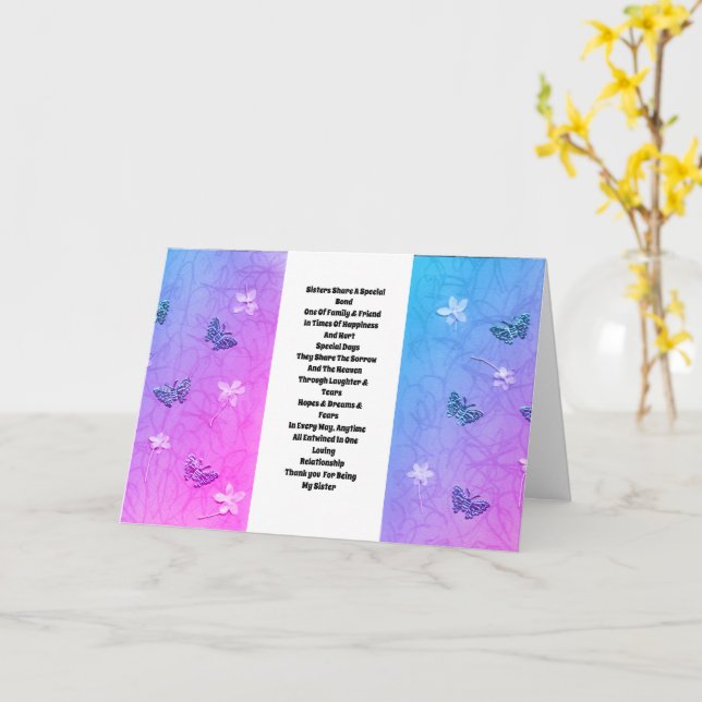 Sister Embellished Card (Yellow Flower)