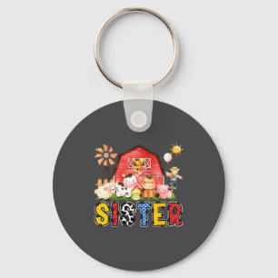 Sister Farm Cow Birthday Boy Matching Family Party Key Ring