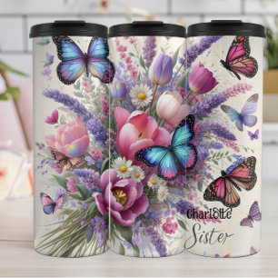 Sister: Floral Bouquet, Butterfly Beauty Thermal Tumbler