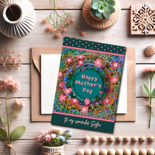 Sister Floral Hearts Pretty Unique Mother’s Day Card
