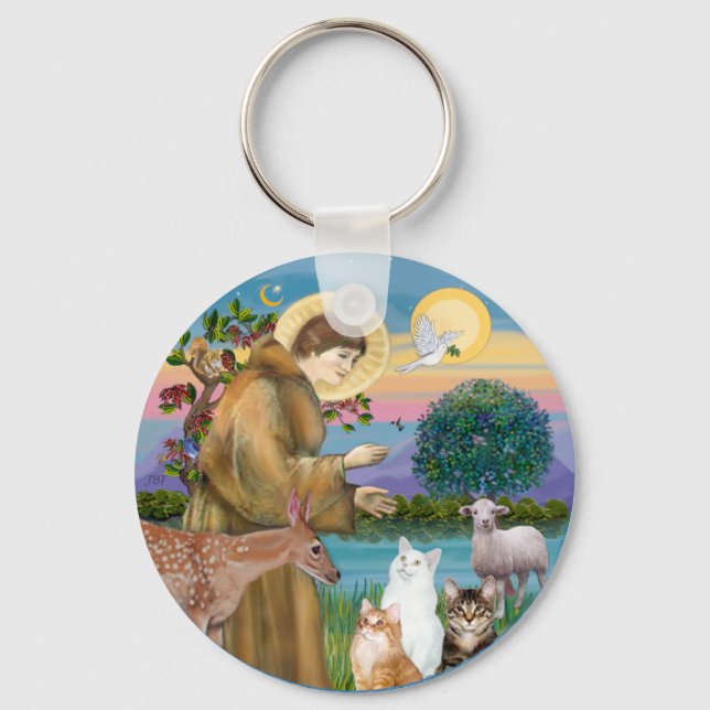 Sister Frances Blessing 5 cats Key Ring (Front)