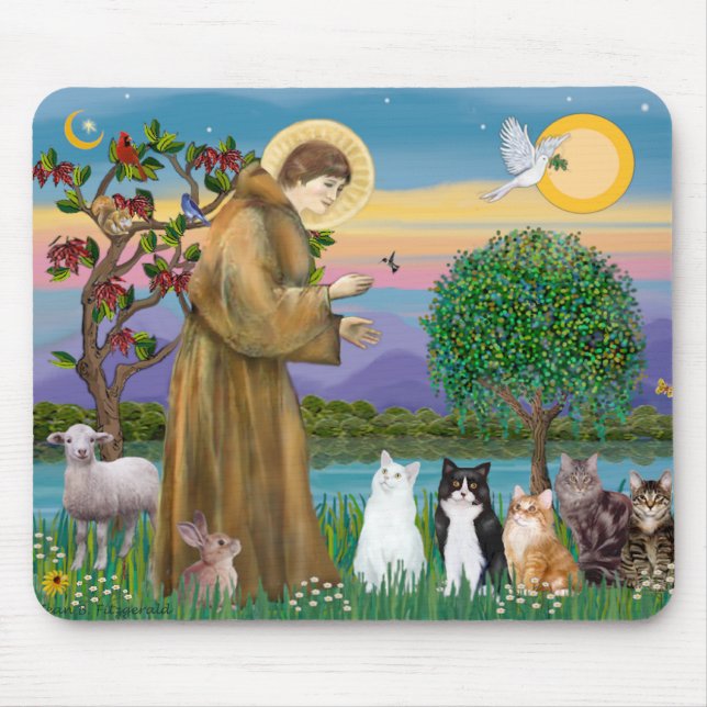 Sister Frances Blessing 5 cats Mouse Mat (Front)