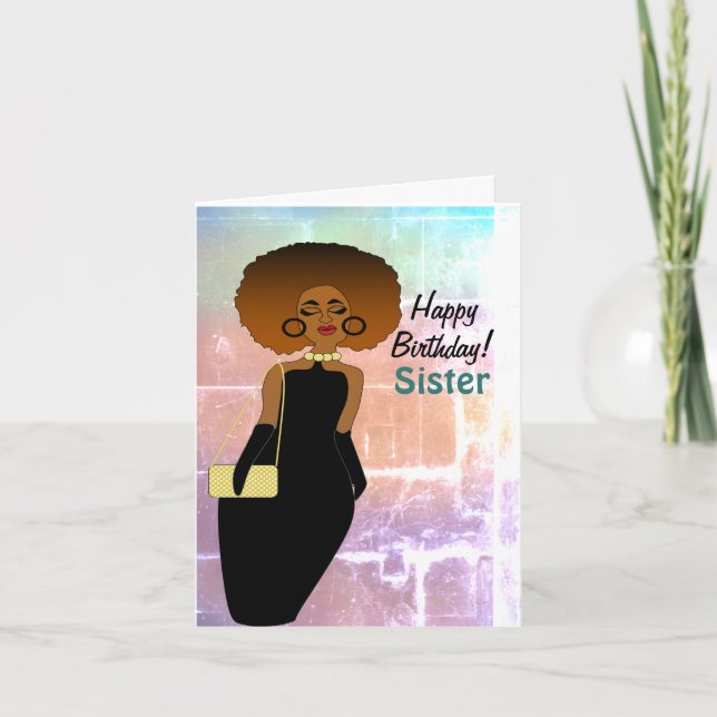 Sister Funny African American Happy Birthday Card (Front)