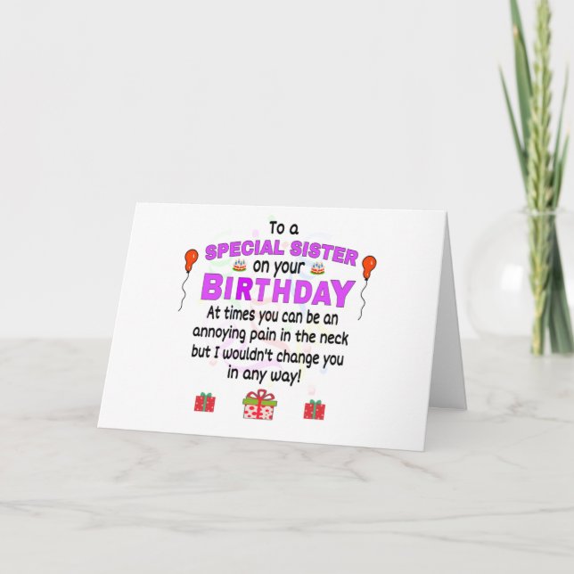 Sister Funny Birthday Card (Front)