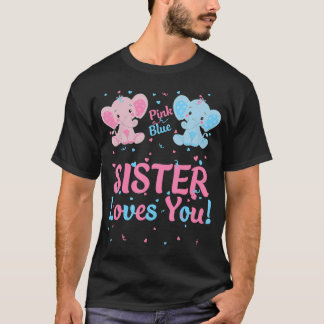 Sister Gender Reveal Elephant Pink Or Blue Matchin T-Shirt