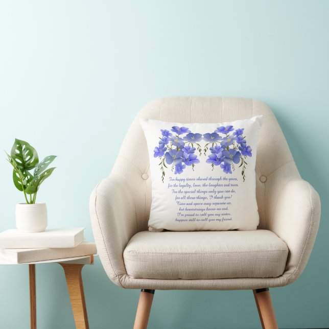 Sister Gift, Elegant Flowers & Poem Cushion (Chair)